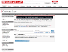 Tablet Screenshot of customer.globeandmail.ca